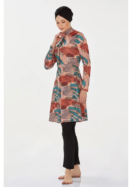 Likralı Mayo Kumaşı Yarım Fermuarlı Kadın Tesettür Mayo 9222 modelleri