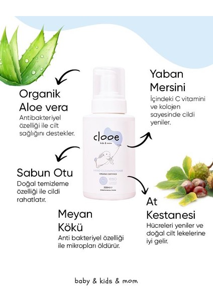 Organik El Temizleme Köpüğü (300ml) - Çocuk & Yetişkin - Yaban Mersini, Aloe Vera, Meyan Kökü