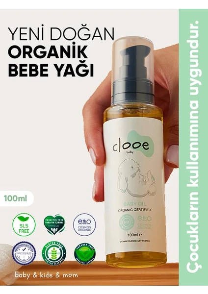 Organik Bebek Yağı (100ml) - Zeytinyağı, Badem Yağı, Jojoba Yağı - Yenidoğan Kullanımına Uygun