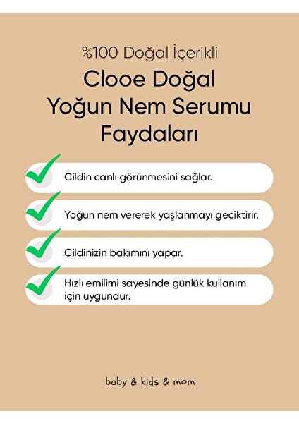 Doğal Yoğun Nem Serumu (30ml) - Gliserin, Hyaluronik Asit + C Vitamini