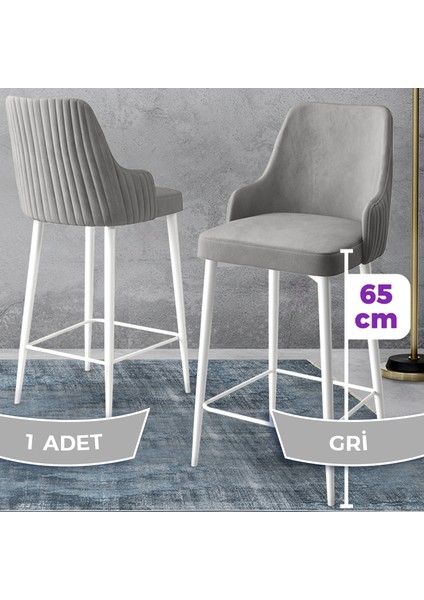 Concept Tera Serisi, Mutfak Bar Sandalyesi, Babyface Kumaş, Beyaz Metal Ayak, 1 Adet Sandalye