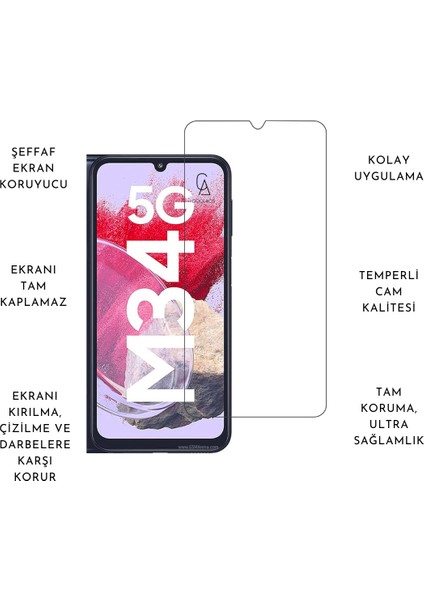 Samsung Galaxy M34 5g Uyumlu Kılıf Esnek Silikon Telefon Kılıfı ve Temperli Cam Ekran Koruyucu fiyatları