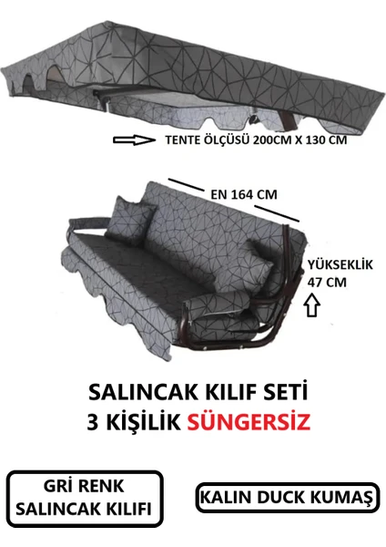 Salıncak Kılıfı Seti Tenteli Süngersiz (164X47) 3 Kişilik Antrasit-Gri Renk