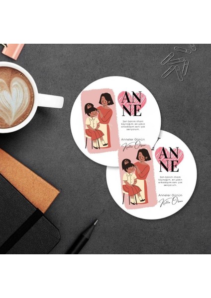 Annelere Özel Mdf Ikili Bardak Altlığı