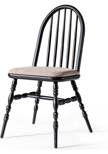 Laura Eskitilmiş Siyah Sandalye