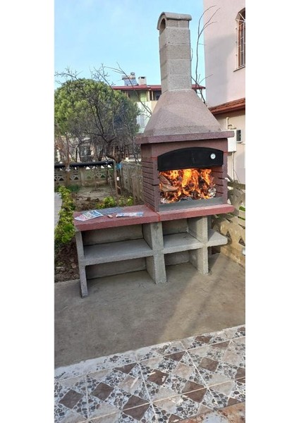 Barbekü Özkoca Mangal Barbekü 90 Lık Fırınlı ve Masalı Kırmızı Model