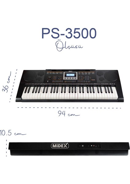 PS-3500K Tuş Hassasiyetli 61 Tuşlu Org (Çanta Kulaklık Notalık Adaptör Metod) indirimleri