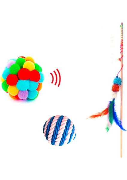 Kedi Oyun Seti Ponpon Top Kedi Oltası Kedi Oyun Topu