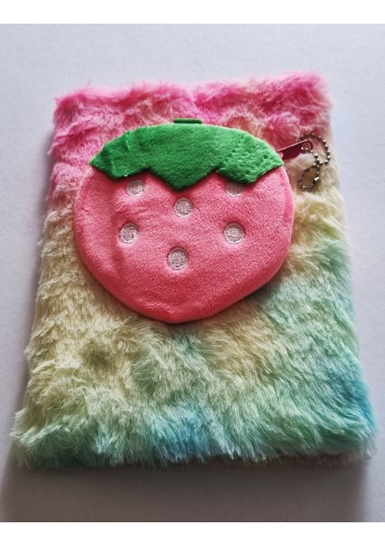 Meyve Peluş Cüzdanlı Hatıra Defteri 22X15CM Çizgili 80Y - Cüzdan Meyve Şekil Seçmeli 1 Adet