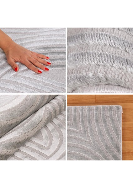 Kabartmalı Halı Dalga Desenli Iskandinav Bohem Tarzı Yumuşak Halı Gümüş Krem fırsatları