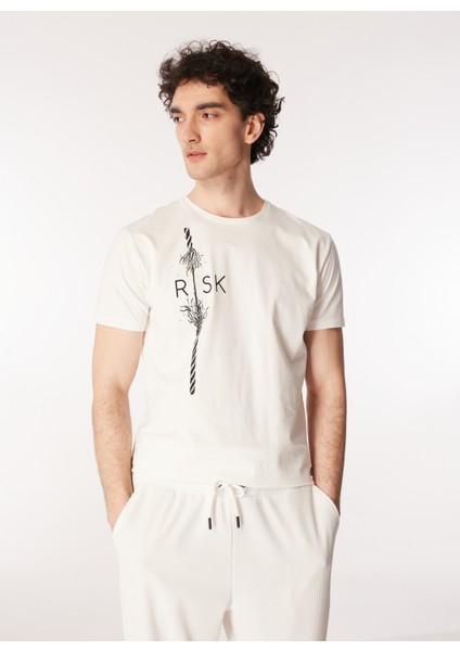 Beyaz Erkek T-Shirt Risk Mock