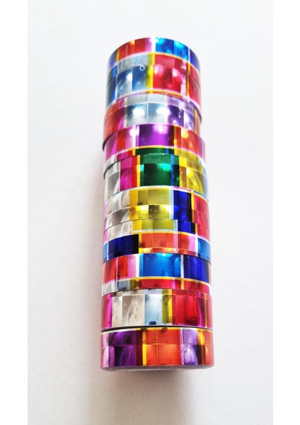 10'lu 3D Metalik Gökkuşağı Renkli Bant fiyatları