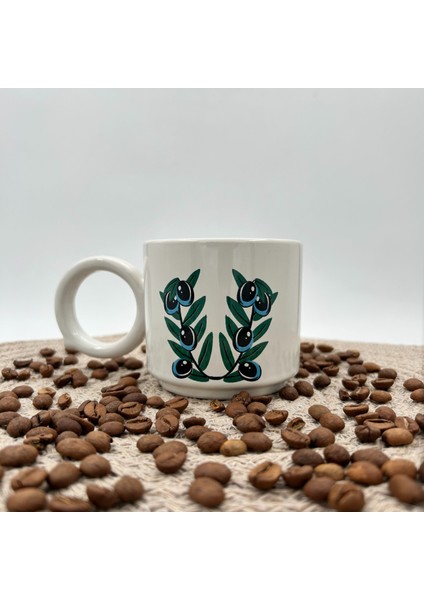 Seramik Kupa Mug Zeytin Dalı Baskılı 44