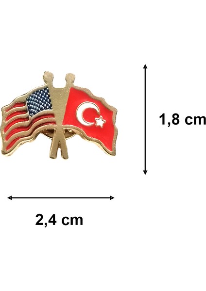 Amerika Türkiye Flamalı Gold Renk Metal Rozet 1 Adet fiyatları