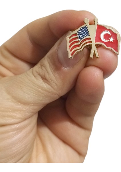 Amerika Türkiye Flamalı Gold Renk Metal Rozet 1 Adet fırsatları