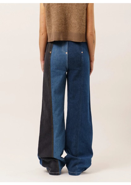 Jeans Yüksek Bel Lastikli Paça Standart Indigo Kadın Denim Pantolon 241K1J0301 indirimleri