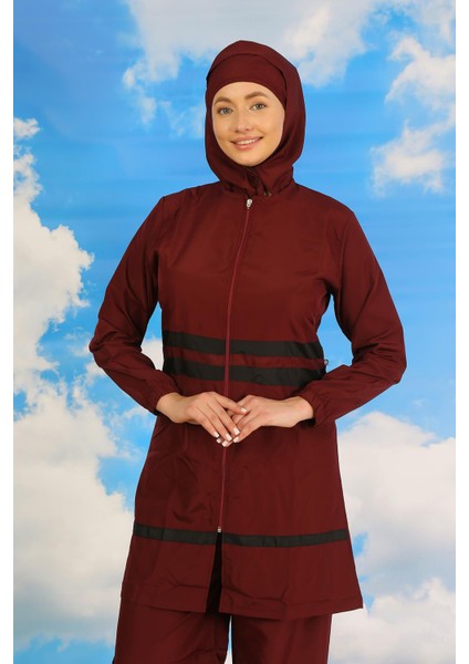 Kadın Tam Tesettür Mayo Bordo 31061