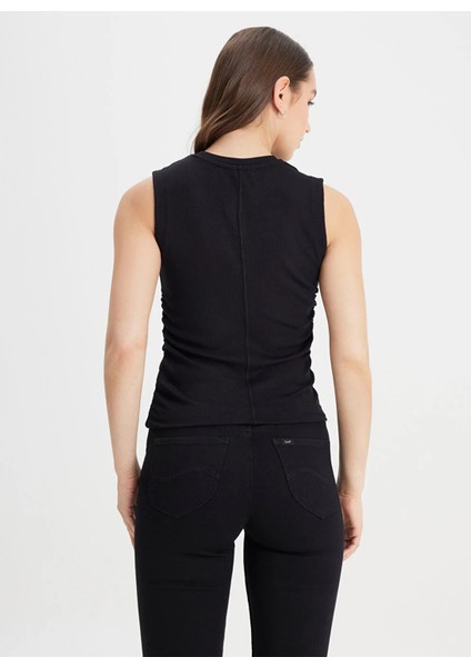 Bisiklet Yaka Siyah Kadın T-Shirt L241628001-KOLSUZ T-Shirt fırsatları