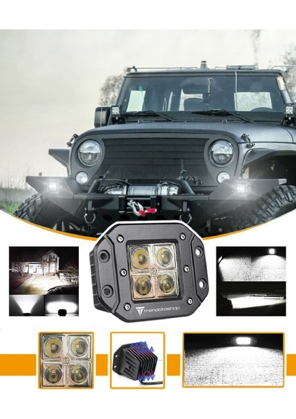 Off Road 4 Ledli Gömme Beyaz Sis Lambası Uyumlu 12-24 Volt 4 Adet