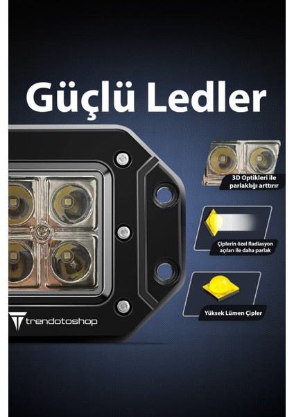 Off Road 4 Ledli Gömme Beyaz Sis Lambası Uyumlu 12-24 Volt 4 Adet