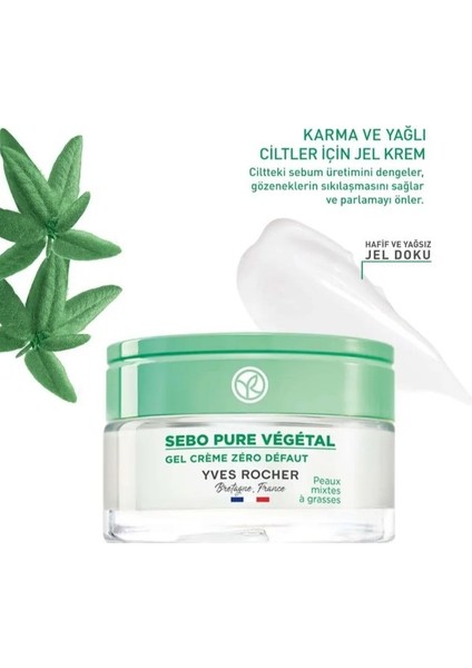 Jel Krem - Karma ve Yağlı Cilt / Sebo Pure Vegetal Yağ Dengeleyici ve Matlaştırıcı - Çinko & Salisilik Asit 50 ml