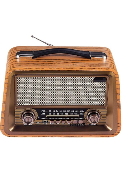 Nostaljik Ahşap Şarzlı 3 Bant Radyo,tf,usb Girişli,fm Radyo,bluetooth Bağlantılı- R-2066BT