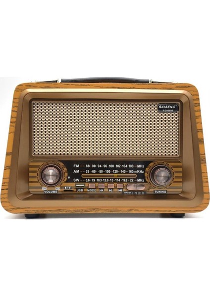 Nostaljik Ahşap Şarzlı 3 Bant Radyo,tf,usb Girişli,fm Radyo,bluetooth Bağlantılı- R-2066BT