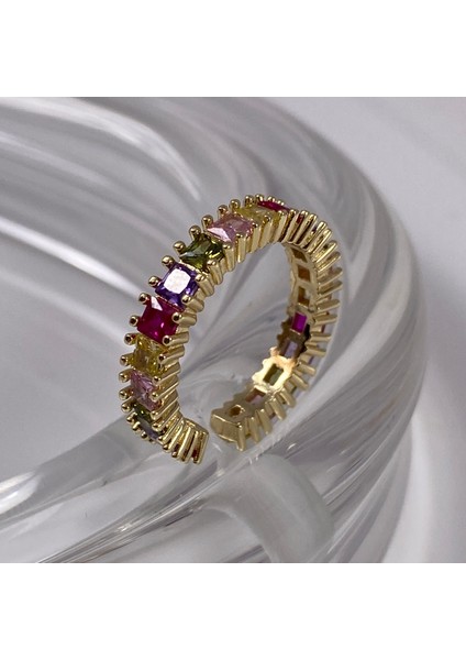 Gümüş Kaplama Renkli Tamtur Yüzük , Gold/altın Kaplama Renkli Tamtur Yüzük