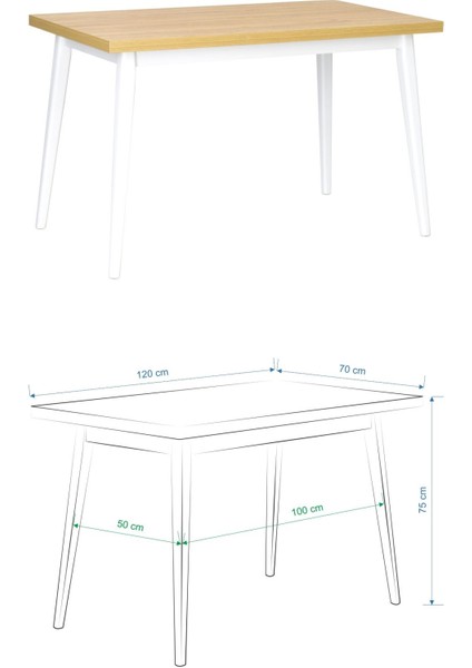 Alp Sandalye Avanos Ahşap Mutfak Masası Takımı - 70X120 cm