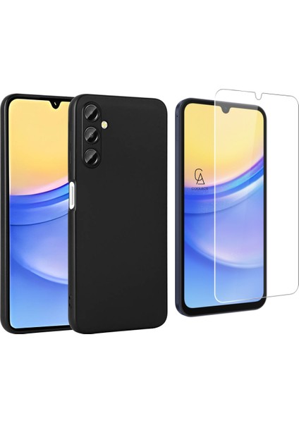 Samsung Galaxy A15 ile Uyumlu Kılıf Soft Yumuşak Telefon Kılıfı ve Temperli Cam Ekran Koruyucu