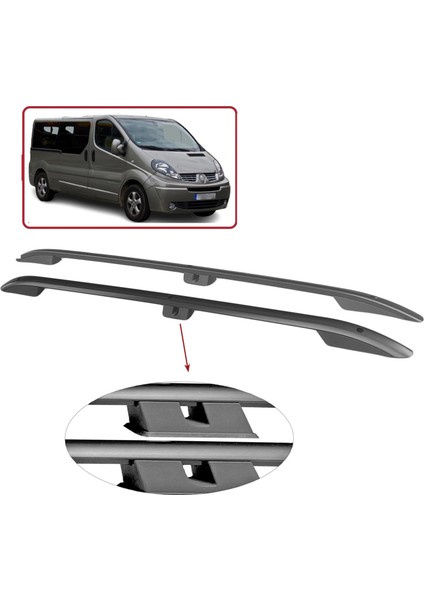 Renault trafic tavan çıtası port bagaj taşıyıcı kısa siyah 2001 / 2014