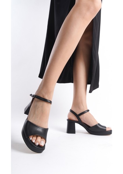 Mubiano Hakiki Deri Collection Kadın Topuklu Sandalet Siyah -MCBRG5517-S fırsatları