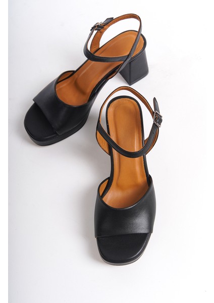 Mubiano Hakiki Deri Collection Kadın Topuklu Sandalet Siyah -MCBRG5517-S indirimleri