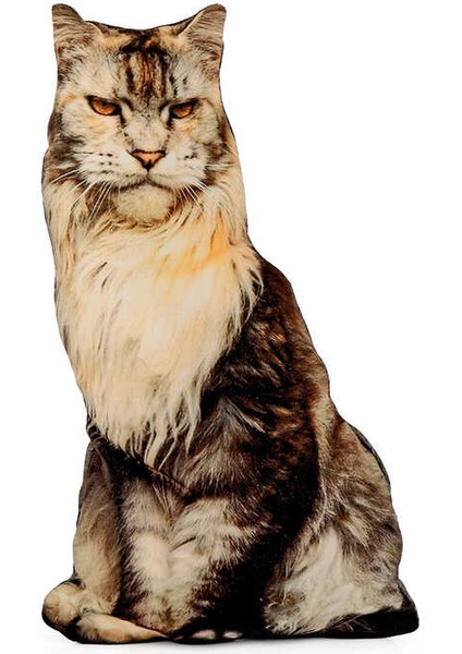 Siyah Kedi Desen Dekoratif Yastık