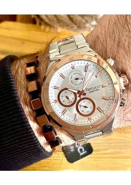 Fonksiyonları Aktif Takvimli Özel Tasarım Erkek Kol Saati+Bileklik modelleri