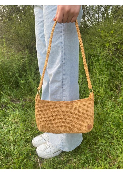Kadın Askılı Fermuarlı Kağıt Ip Handmade El Omuz ve Kol Çantası