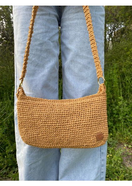 Kadın Askılı Fermuarlı Kağıt Ip Handmade El Omuz ve Kol Çantası