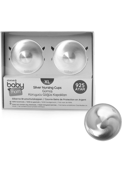 Xl Gümüş Göğüs Ucu Koruyucu Kapak 2'li 925 Ayar
