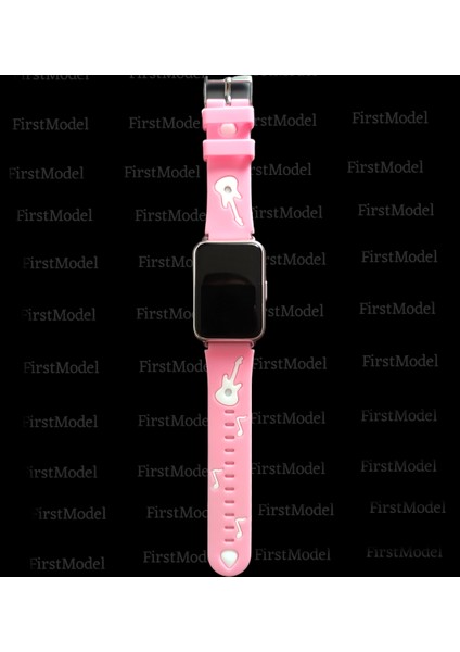 Huawei Watch Fit 2 Uyumlu Renkli Silikon Kordon Pim Çevirici Aparatı ile Birlikte Pembe Gitar