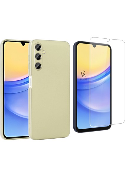 Samsung Galaxy A15 ile Uyumlu Kılıf Soft Yumuşak Telefon Kılıfı ve Temperli Cam Ekran Koruyucu