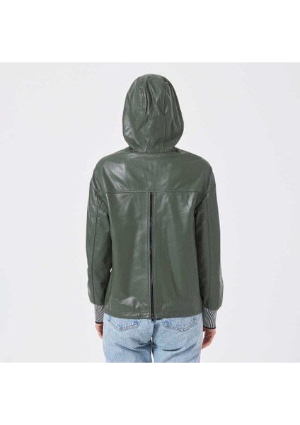 Yeşil Deri-Tekstil Kadın Mont - K23KDM320390-Q4R modelleri