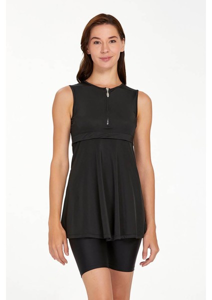 Sıfır Kol Yarı Kapalı Mayo Arlet 3927 Siyah