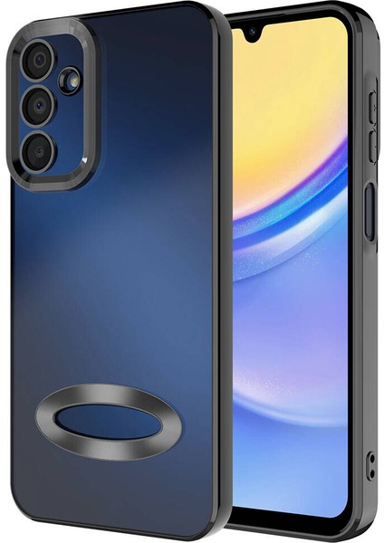 Samsung Galaxy A55 Kılıf Kamera Korumalı Renkli Kenarlı Logo Açık Arkası Şeffaf Omega Silikon