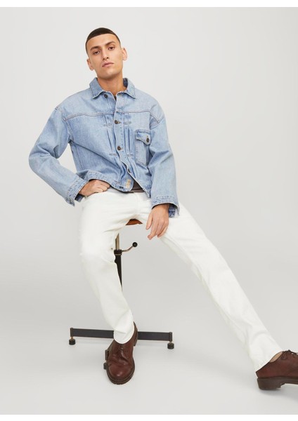 Düşük Bel Slim Fit Beyaz Erkek Denim Pantolon Jjıglenn Jjevan Cj 977 Sn