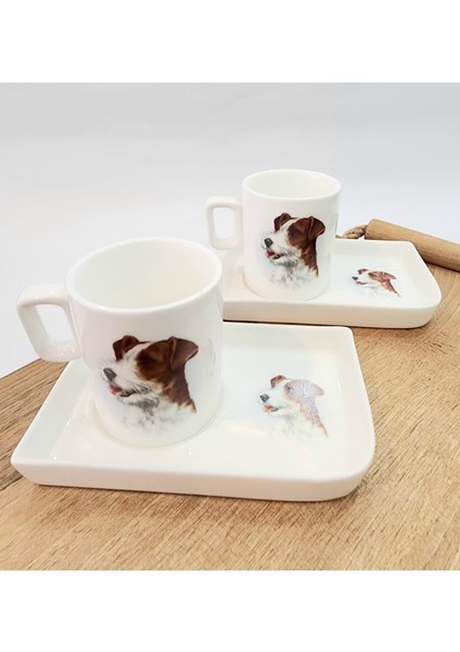 Köpek Desenli Kahve Fincanı 2'li Takım