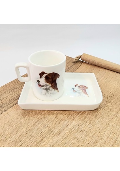 Köpek Desenli Kahve Fincanı 2'li Takım