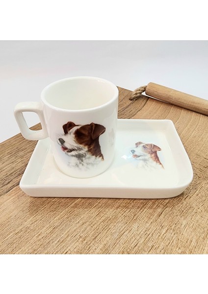 Köpek Desenli Kahve Fincanı 2'li Takım