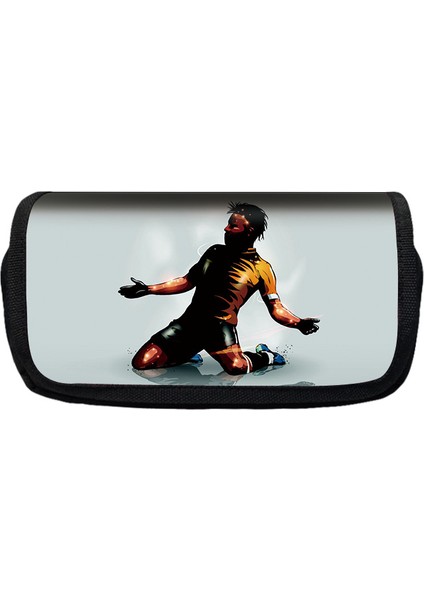 Futbol Baskı Büyük Kapasiteli Çift Katmanlı Kırtasiye Kutusu Kalem Çantası (Yurt Dışından)