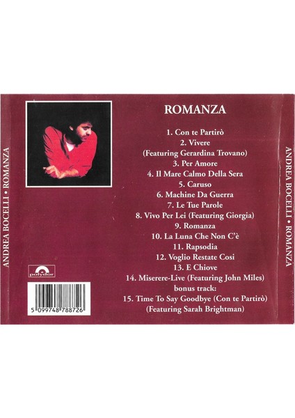 Andrea Bocelli – Romanza (CD) fiyatları