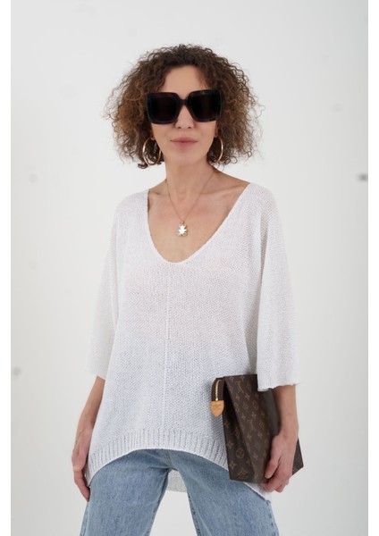 Beyaz Pike Örgü Triko